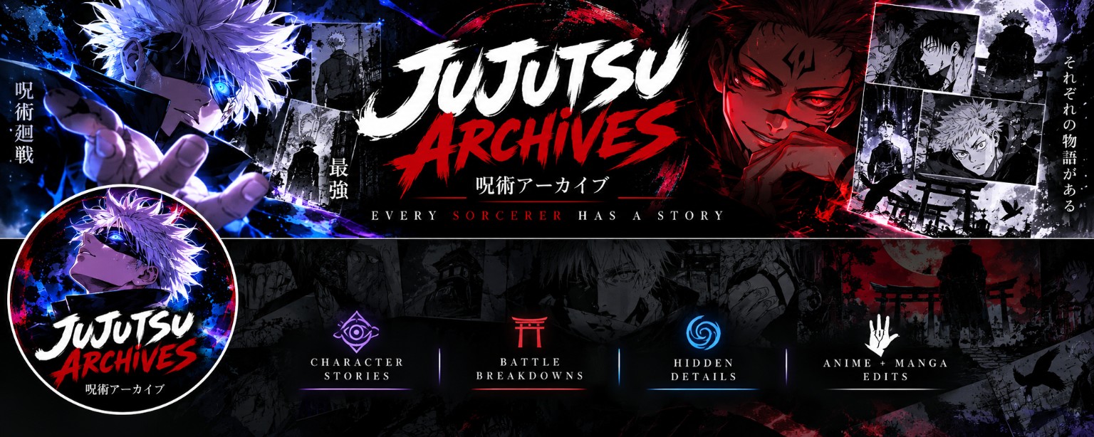 Anime-inspired Jujutsu Archives branding artwork